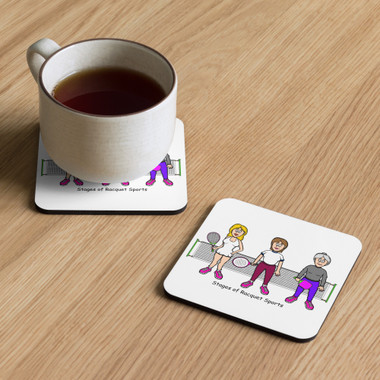 "Stages of Racquet Sports - Female" Cork-back coaster